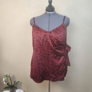 Retro Chic Red Leopard Print Tank Top 3X (5675)
